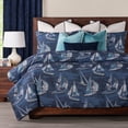 thumbnail image 3 of SIScovers  Sailboat Nautical Print Duvet Set Islander Indigo - King - 3 Piece, 3 of 5