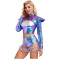 thumbnail image 2 of renvena Costume d'Astronaute Robot Cosplay Espace Halloween pour Femmes Crop Top Coloré m, 2 of 7