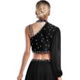 thumbnail image 2 of iiniim Women Shiny Rhinestone Dance Top Ballet Dance Adult Contemporary Shiny Crop Tops Black L, 2 of 5