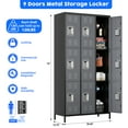thumbnail image 3 of Gaeanet 9 Doors Metal Locker for School Office Gym Bedroom,Steel Storage Locker Cabinet for Employees, Industrial Storage Locker, Assembly Required，Black/Gray, 3 of 8