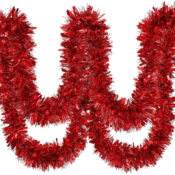 BHFYES 50 Feet Christmas Tinsel Garland Metallic Twist Garland Shiny Hanging Garland Ornaments for Christmas Tree Party Supplies Indoor and Outdoor Decoration