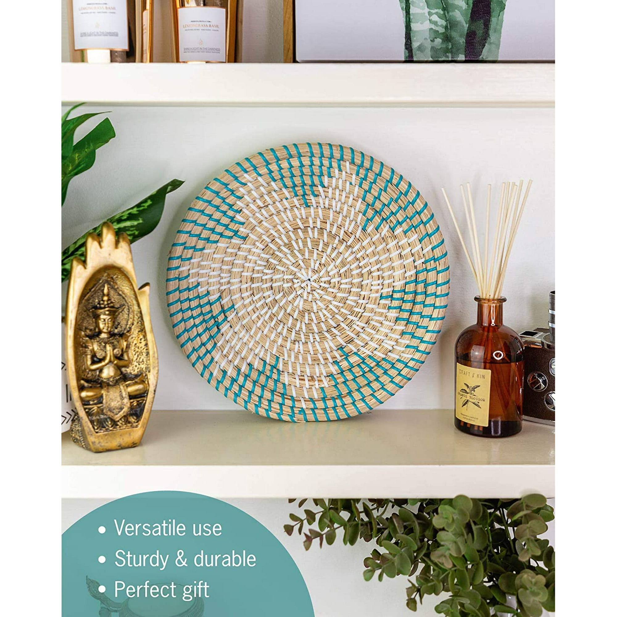 Cpdd Handmade Wall Basket Decor Hanging Wall Basket Basket Wall Decor Woven Basket Wall Decor Wall Basket Storage Wall Mount Basket Wall Hangin