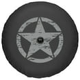 thumbnail image 2 of Boomerang - 33" Soft JL Tire Cover for Jeep JL Wrangler (w/ back-up camera) (2018-2020) - Rubicon - Distressed Star - Silver Print, 2 of 4