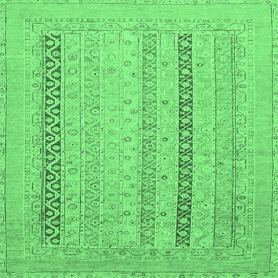 Ahgly Company Indoor Square Abstract Emerald Green Modern Area Rugs, 7' Square