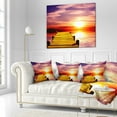thumbnail image 3 of Designart Burning Sunset in Blue Sky - Seascape Throw Pillow - 18x18, 3 of 5