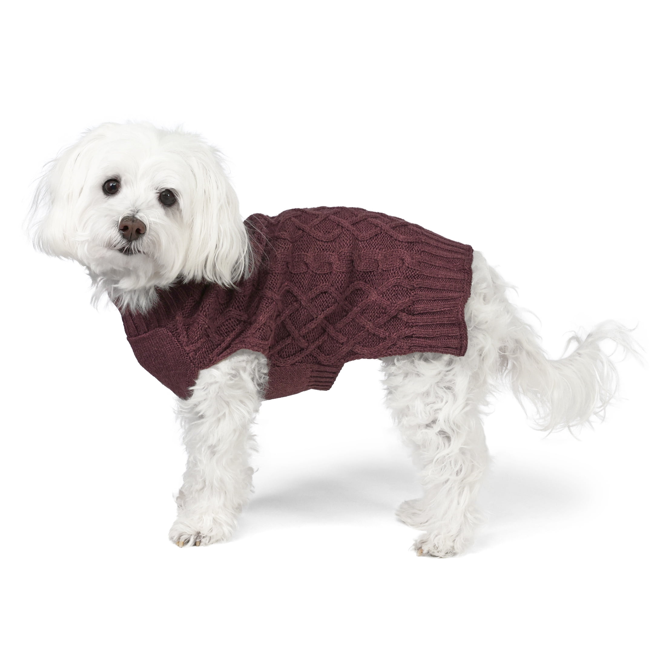 Vibrant Life Cable Knit Sweater for Dogs and Cats, Plum, S