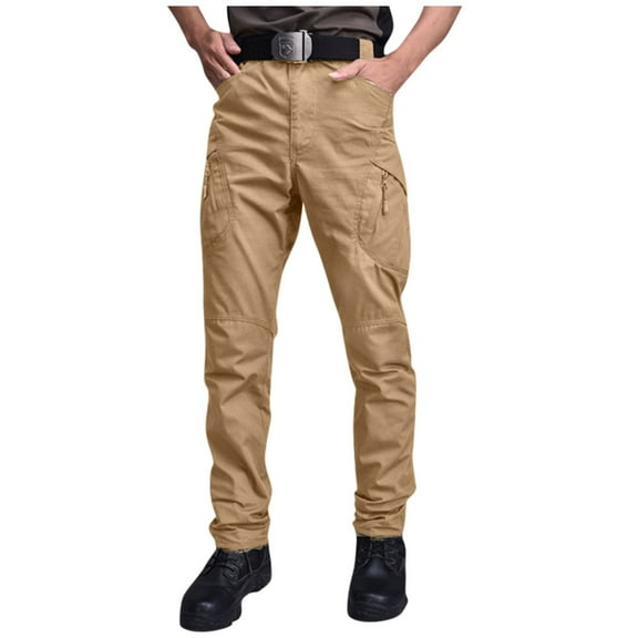 Mens Work Pants Stretch FlexToday Water Resistant Trousers Men's Pants Big and Tall Belt Loops Multi Pockets Solid Color Work,Brown XXL