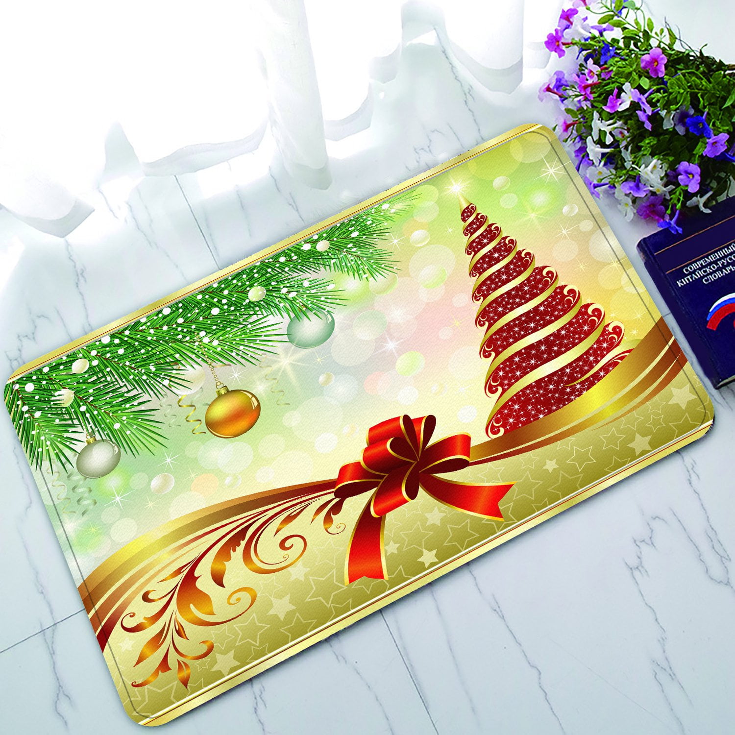 PHFZK Festival Doormat, Winter Holiday Merry Christmas Doormat Outdoors