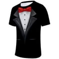 thumbnail image 4 of iiniim Mens Short Sleeve Shirt Wedding Party Fake Suit Vest Bow Tie Print Tuxedo Funny T-Shirt, 4 of 7