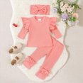 thumbnail image 2 of NOLDARES Toddler Baby Girl Fall Clothes Long Sleeve Shirt Tops and Bell Bottoms Pants 2 Piece Outfits for Girls(Pink,18-24 M), 2 of 5