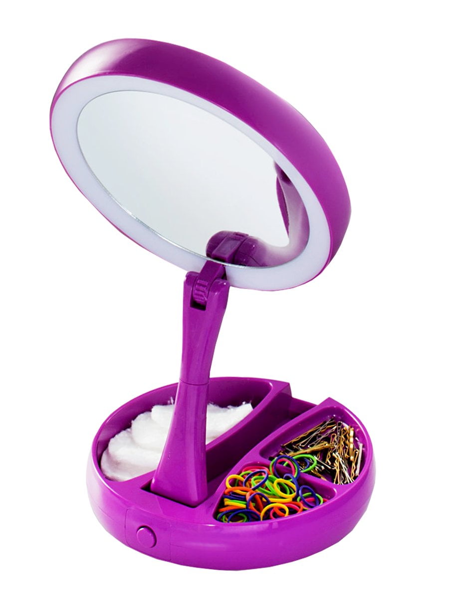 Emson My Foldaway Mirror The Lighted, Double Sided Vanity Mirror 10x