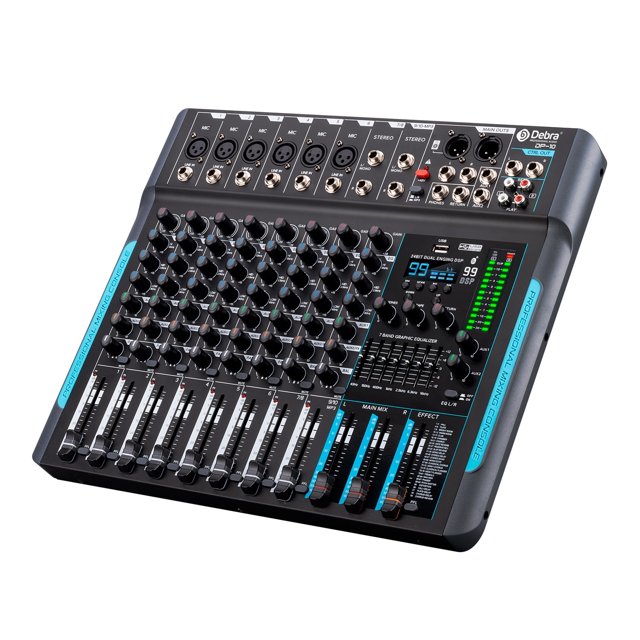 DP-10 Mixer DJ Controller 10-channel 99 DSP Reverb Recording Mixer with Bluetooth 5.0 Professional Performance