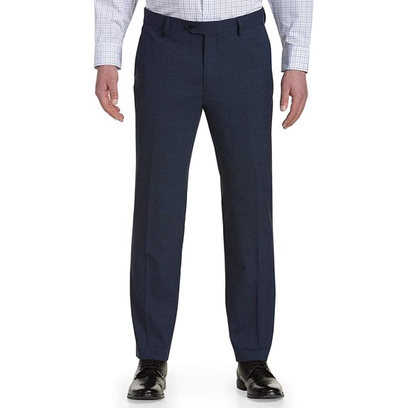 Synrgy by DXL Men's Big and Tall Men's Big & Tall Performance Melange Flat-Front Suit Pants, Blue, 50W X 30L 50 x 30