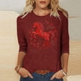 thumbnail image 1 of TaTaai Ladies 2026 New Year Festival Print 3/4 Sleeve Round Neck Blouse Casual Top Holiday Celebration Party Attire Gift, 1 of 5