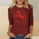 thumbnail image 1 of TaTaai Ladies 2026 New Year Festival Print 3/4 Sleeve Round Neck Blouse Casual Top Holiday Celebration Party Attire Gift, 1 of 5