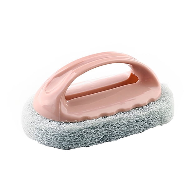 Inteprter Cepillo de limpieza Herramientas de esponja de descontaminación fuerte Azulejo Estufa Cuenco Mango de plástico Cepillos Hogar Baño Cocina y Comedor Rosa Inteprter HA079593-01