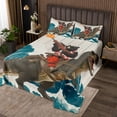 thumbnail image 2 of Erosebridal Bear Riding Dinosaur Coverlet Set King,Cartoon Wildlife Bedding Set,Animal Decor,Ultra Soft,3 Pieces, 2 of 5
