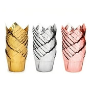 Bakexcel 50pcs Gold Foil Tulip Cupcake Muffin Liners, Aluminum Foil Tulip Cupcake baking Cups.