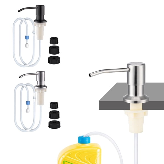 Soap Dispenser For Kitchen Sink, Kitchen Soap Dispenser,Built In Sink Soap Dispenser ,Countertop Dish Soap Dispenser Stainless Steel Pump With 47" Extension Tube Kit(Includes 3 Bottle Caps)