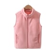 thumbnail image 2 of Edvintorg Fleece Vest Girls Solid Color Sleeveless Zip up Jacket Fall Winter Stand Collar Loose Casual Outerwear with Pocket Teen Girl Clothes Size 3-15, 2 of 8