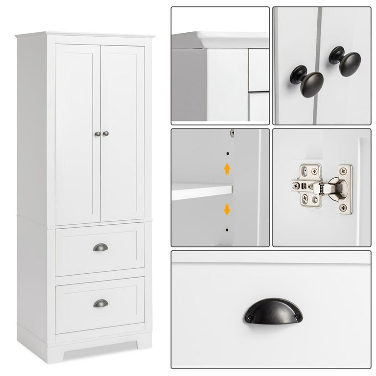 Kitchen Storage Cupboard Organizer Cabinet w/2 Drawers & Adjustable Shelf,  White, 1 Unit - Kroger