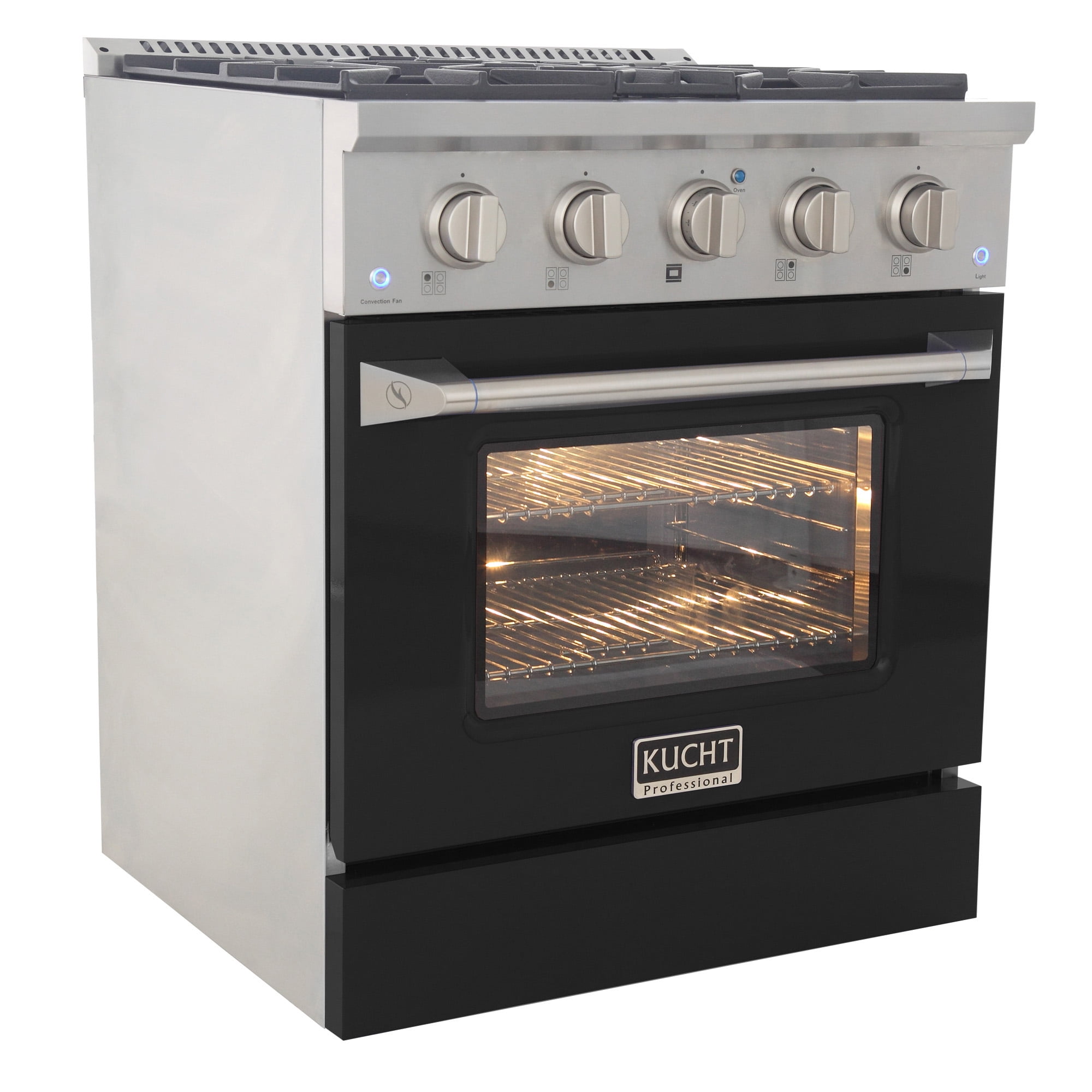 30 in. 4.2 cu. ft. Dual Fuel Range Propane Gas Sealed Burners in Black.