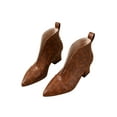 thumbnail image 4 of Frontwalk Womens Booties Mid Heels Heeled Boot V-Cut Ankle Boots Party Chunky Block Bootie Women Pointed Toe Shoes Dark Brown 6, 4 of 9