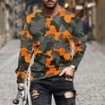 thumbnail image 2 of Dagegui Mens Crewneck Pullover Tops Camo Long Sleeve T Shirts Fashion Camouflage Printed Tees Lightweight Outdoor Active Shirts Orange,S, 2 of 5