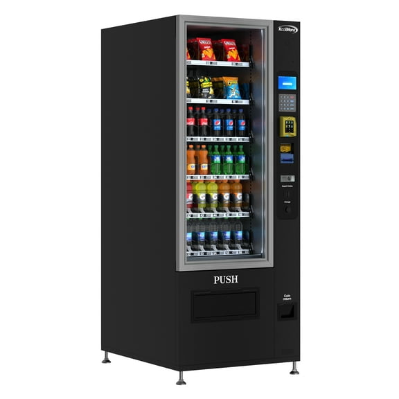 Refrigerated Snack and Drink Vending Machine with 36 Slots Featuring Credit Card Reader and Bill Acceptor in Black (KM-VMR-30-BR)