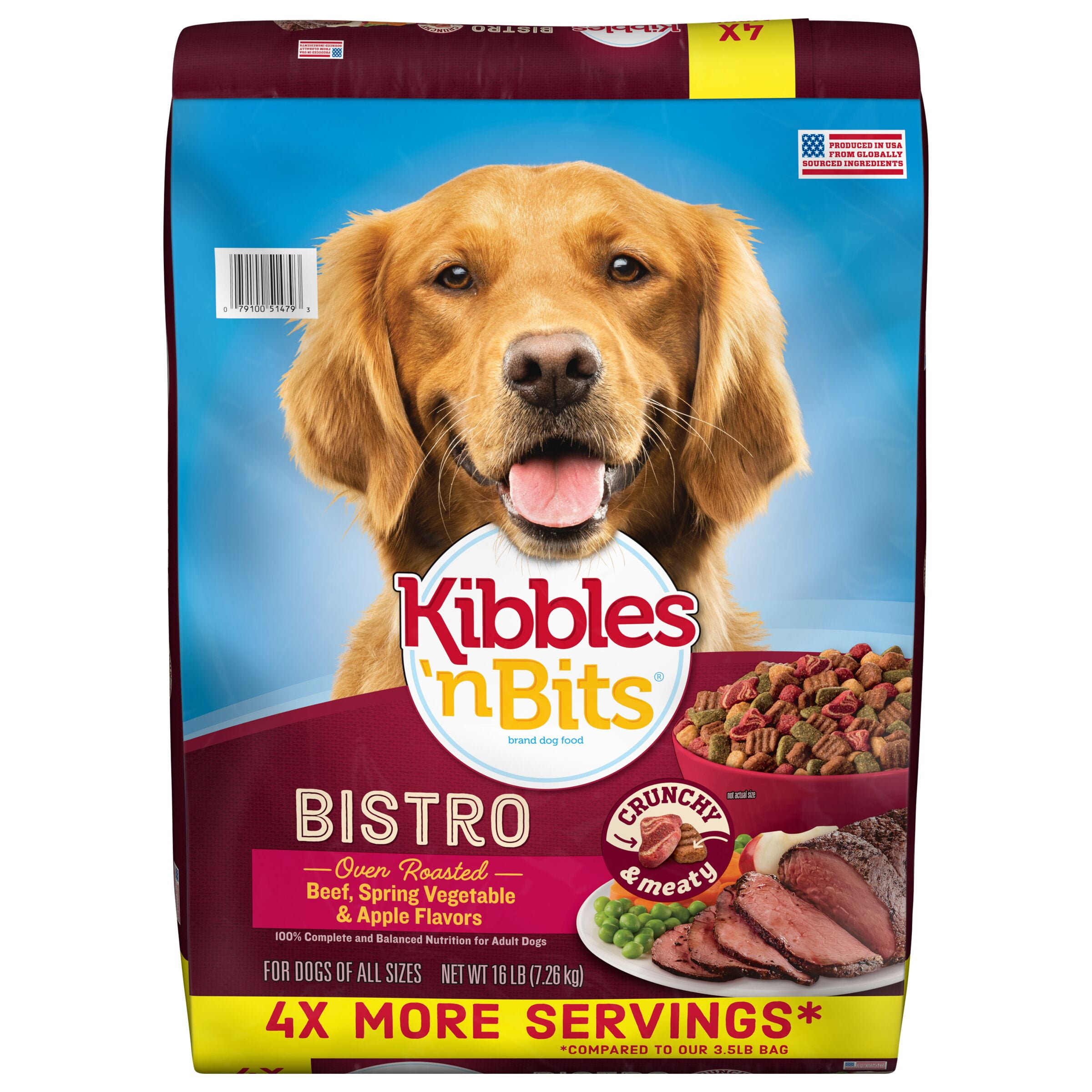 Kibbles 'n Bits Chef's Choice Bistro Beef Dog Food, 16Pound