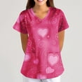 thumbnail image 5 of Valentine's Day Scrubs Top for Women Cute Heart Print Short Sleeve Nurse Working Uniforms Valentine's Day Cartoon Pattern Scrub Tops with Pockets, 5 of 6