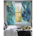 thumbnail image 3 of Ombre Turquoise Marble Sheer Curtains 45 Inch Length 2 Panels Set for Living Room/Bedroom, Modern Minimalist Art Gradient Kitchen Curtains Grommet Semi-Sheer Curtains Window Treatments 42"x45"x2, 3 of 7