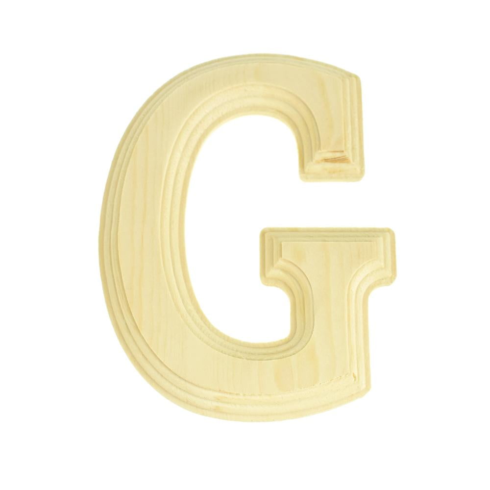 Pine Wood Beveled Wooden Letter G, Natural, 6Inch