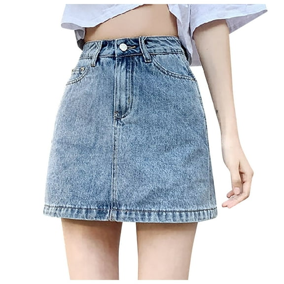 Womens Jeans Ladies Denim Half Length Plus Size Hip Slimming Skirt Blue Pants Sizes S