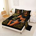 thumbnail image 2 of Castle Fairy Inspirational Black Woman King Sheets 4pcs,Crown Quote Print Bedding,Gold Brown,1 Fitted Sheet, 1 Flat Sheet and 2 Pillowcases, 2 of 6