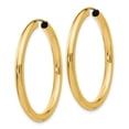 thumbnail image 3 of Diamond2Deal 10K Yellow Gold Polished Endless Tube Hoop Earrings for Women (L- 1.38 inch, W- 1.38 inch), 3 of 6