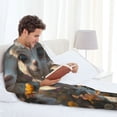 thumbnail image 4 of Salouo Adorable Llama In Flowers Print Button-Front Long Sleeve Pajama Set for Men, Soft 2Pjs Men's Long Sleeve Sleepwear -XX-Large, 4 of 7