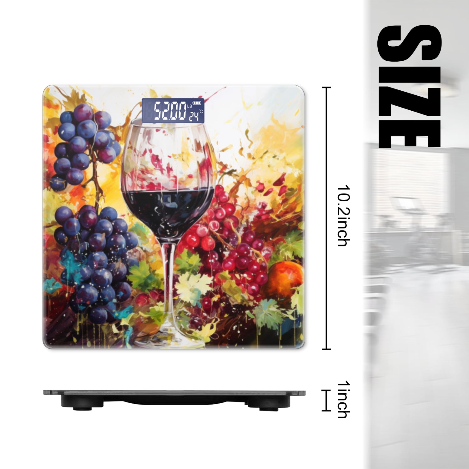 Digital Bathroom Scale with Large LCD Display,High Capacity Scale 400 lbs High Precision body fat scale-Oil Painting Of Glass With Red Wine And Grapes