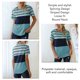 thumbnail image 5 of Camisetas con bloques de color, ajuste holgado, diseño de rayas de empalme, cuello redondo de moda, manga corta para el hogar, vacaciones y oficina, 5 of 6