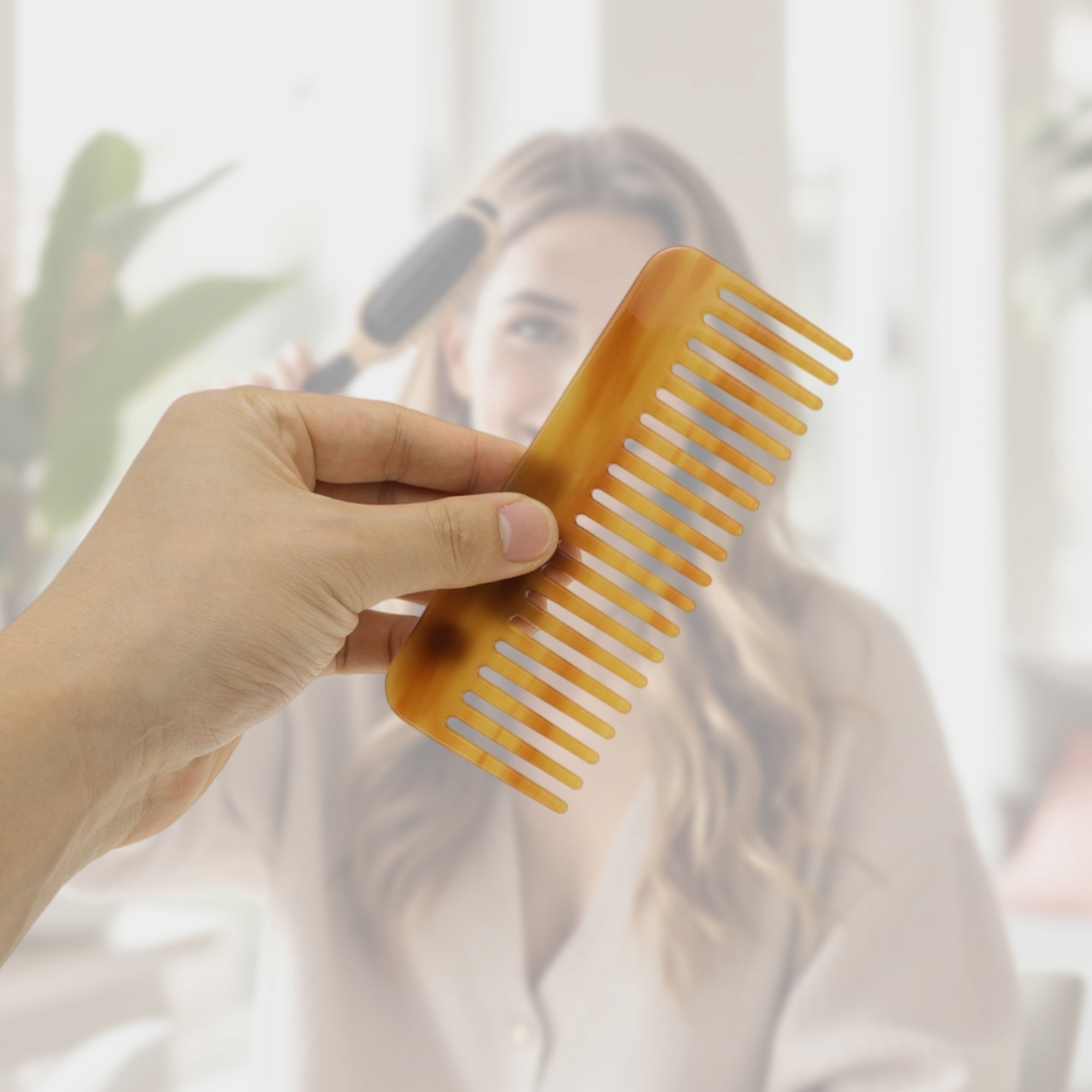 Unique Bargains 1 Pc Nineteen Tooth Rectangular Hair Comb for All Hair Types Coffee Color