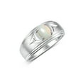 thumbnail image 3 of RYLOS Men's Rings 14K White Gold Classic 8X6MM Oval Gemstone &  Diamond Designer Ring Opal October Birthstone Rings For Man Gold Rings Size 11, 3 of 7
