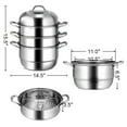 thumbnail image 2 of Costway 3 Tier 11 Inch Stainless Steel Steamer Set Cookware Pot Saucepot Double Boiler, 2 of 10