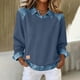 thumbnail image 2 of RKSTN Sweatshirt for Women Oversized Lapel Denim Patchwork Stitching Sweatshirt Womens Casual Solid Plus Size Turndown Collared Loose Comfy Trendy Retro Streetwear Long Sleeve T Shirts, 2 of 10
