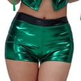 thumbnail image 6 of PIMSSY Women Shorts Solid Color Shiny Leather Stage Performance Sexy Hot Pants Gold Embossed Leather High Waist Shorts Comfort Bottoms, 6 of 6