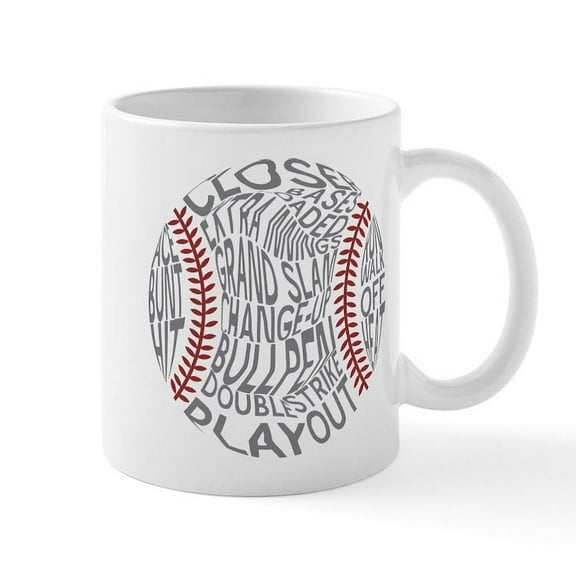 CafePress - Baseball Word Cloud - 11 oz Ceramic Mug - Novelty Coffee Tea Cup