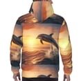 thumbnail image 7 of Pofeuu Sunset Dancing Dolphin A Print Mens Casual Hooded Collar Drawstring Hoodies Pullover Sweatshirts Casual Long Sleeve Shirts-Medium, 7 of 7