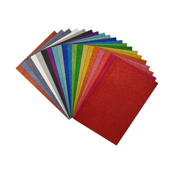 20 Pack Extra Large Glitter Foam Sheets, 12 x 17.5 Inch, by Better Office Products, Assorted 20 Colors, for Arts and Crafts, 20 XL Sheets