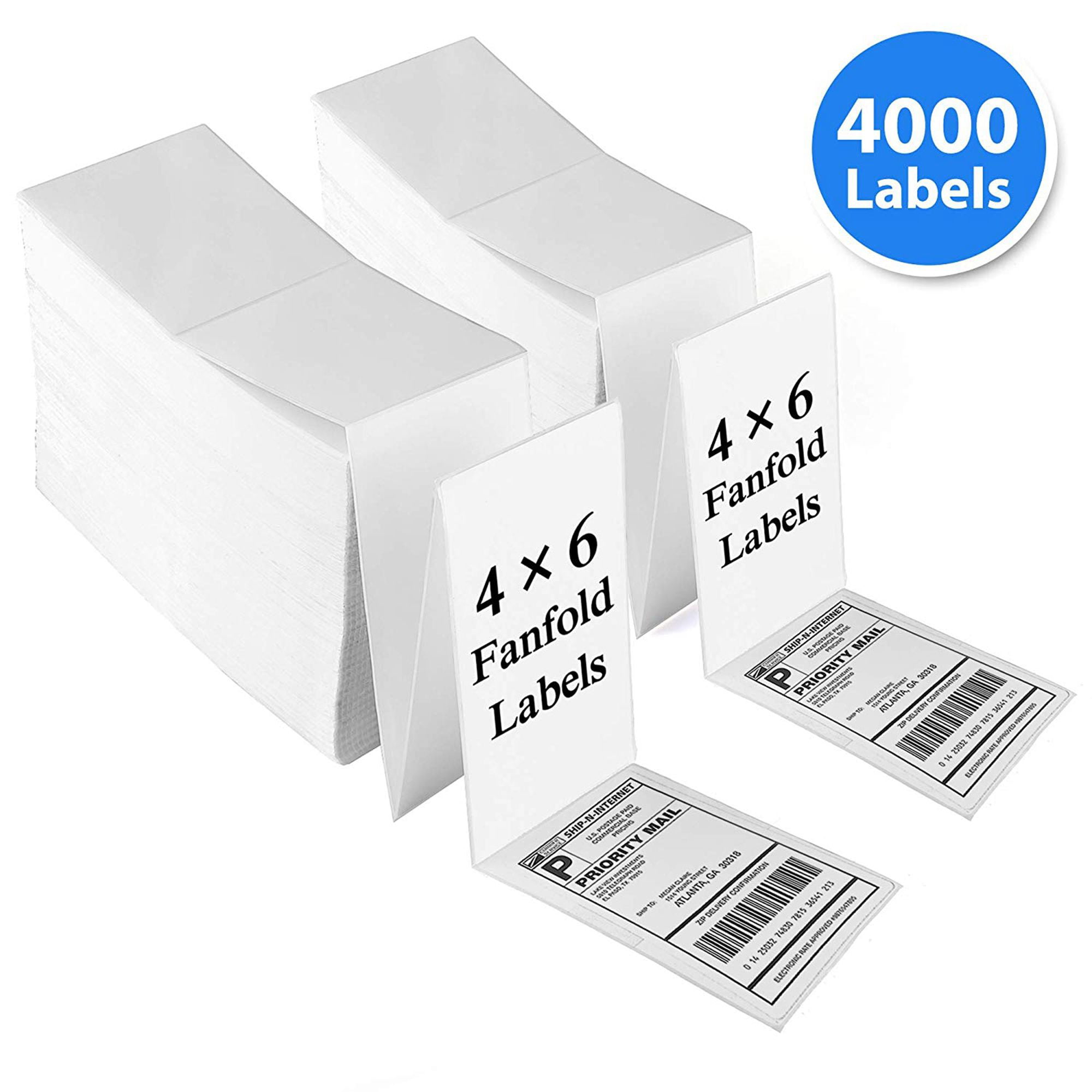 20000 4x6 Fanfold Direct Thermal Shipping Labels Barcode For Zebra Rollo Printer