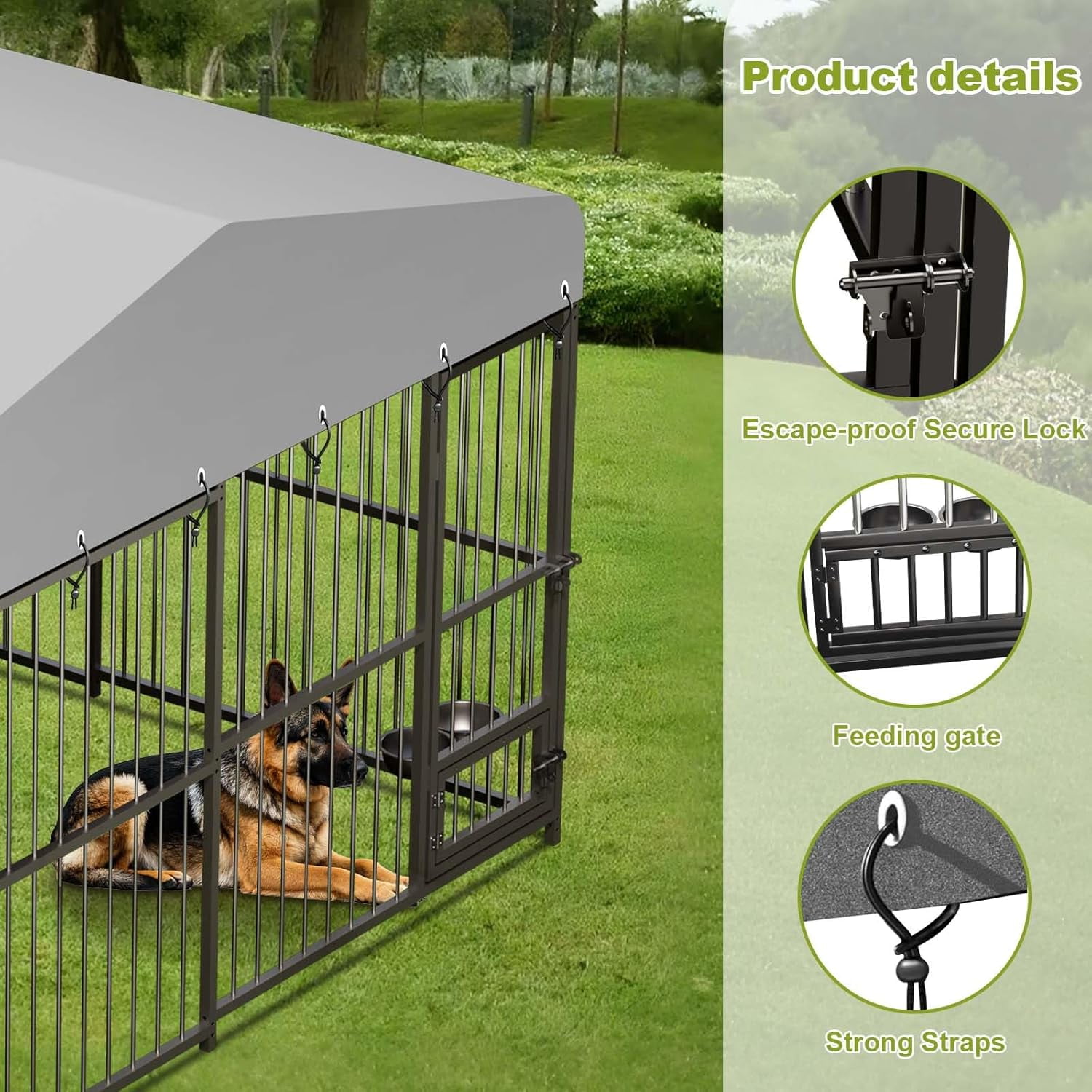 10X10X6FT Large Dog Kennel Outside Heavy Duty Outdoor Dog Cage House with Weatherproof,Galvanized Iron Pet Playpen with Safety Locks,UV & Water Resistant for Medium and Large Dogs,Easy Assembly