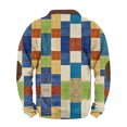 thumbnail image 5 of Men's Retro Plaid Print Zip Up Sweatshirt, Casual Long Sleeve Cardigan Style Fleece Jacket, Vintage Streetwear for Christmas, Fall Winter, Daily Layering Piece,Khaki,XL, 5 of 6